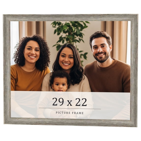 29x22 Frame Grey Solid Wood Picture Frame Width 1 Inches | Interior Frame Depth 0.5 Inches |