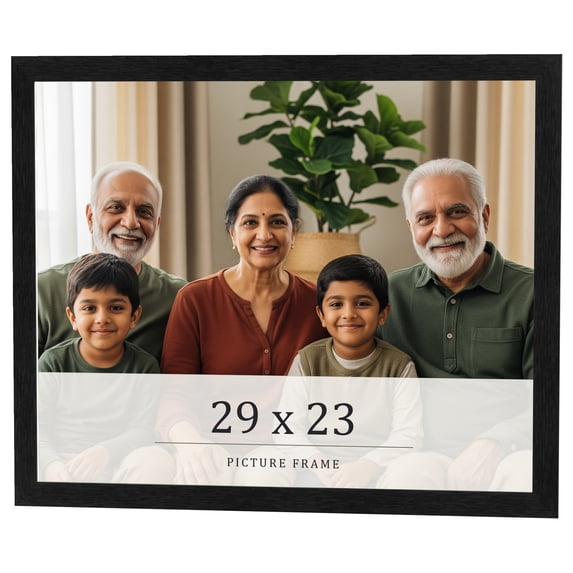 29x23 Frame Black Charcoal Grey Wood Textured Picture Frame | 0.75 Inch Moulding Width | Gunmetal