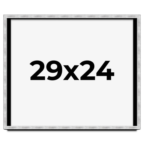 29x24 Frame Brushed Silver Solid Wood Picture Frame | 0.75 Inch Moulding Width | Rabbet Depth 0.75