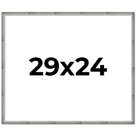 29x24 Frame Silver Grey Distressed Solid Wood Picture Frame | 0.75 Inch Moulding Width | Interior