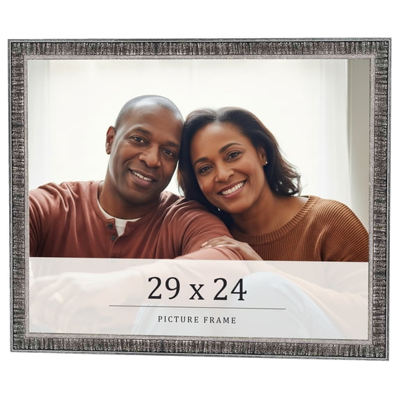 29x24 Frame Silver Grey Distressed Solid Wood Picture Frame | 0.75 Inch Moulding Width | Interior