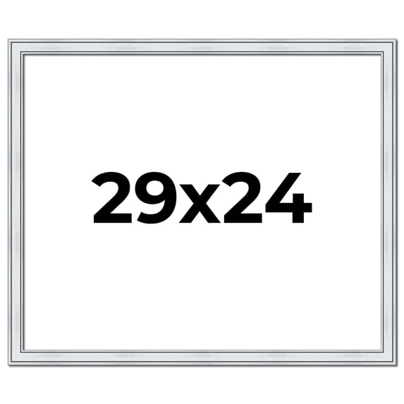 29x24 Frame Sterling Silver Solid Wood Picture Frame | 1.25 Inch Moulding Width | 0.75 Inch