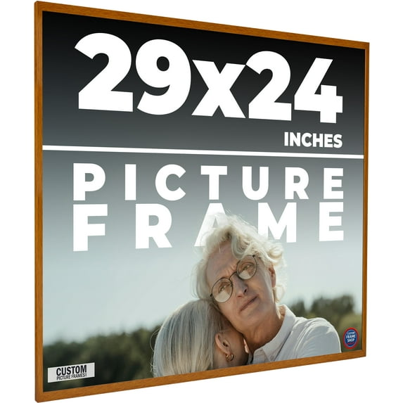 29x24 Honey Brown Real Wood Picture Frame Width 0.75 inches | Interior Frame Depth 0.5 inches |