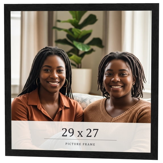 29x27 Frame Black Charcoal Grey Wood Textured Picture Frame | 0.75 Inch Moulding Width | Gunmetal
