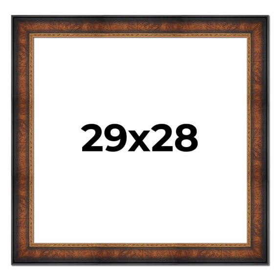 29x28 Frame Brown Walnut Gold Ornate Trim Solid Wood Plein Air Picture Frame | 3 Inch Moulding