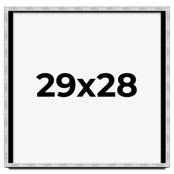 29x28 Frame Brushed Silver Solid Wood Picture Frame | 0.75 Inch Moulding Width | Rabbet Depth 0.75
