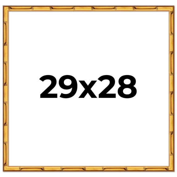 29x28 Frame Gold Bamboo Solid Wood Picture Frame | 1 Inch Moulding Width | Interior Frame Depth