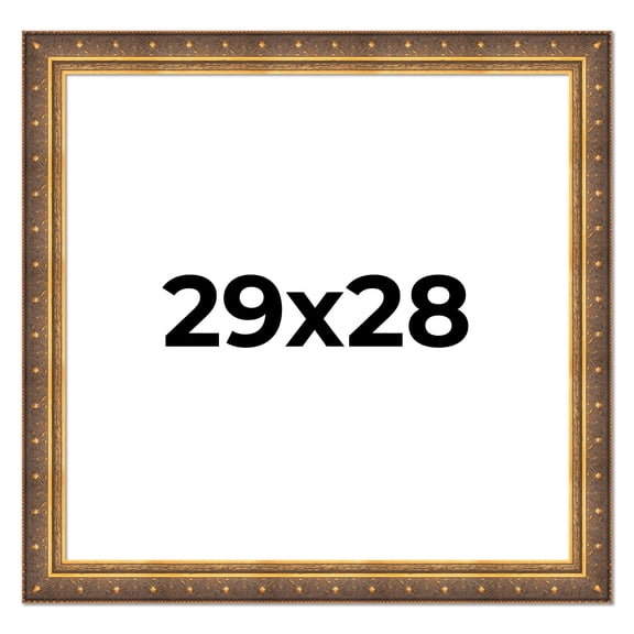 29x28 Frame Vintage Gold Solid Wood Picture Frame | 2.5 Inch Moulding Width | Ornate Bronze Museo