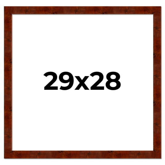 29x28 Walnut Brown Veneer Real Wood Picture Frame Width 1.75 inches | Interior Frame Depth 0.5