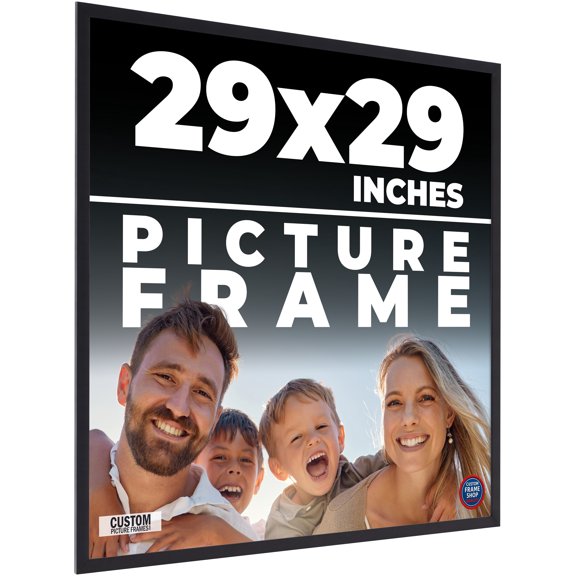 29x29 Frame Black Real Wood Picture Frame Width 0.75 inches | Interior Frame Depth 0.5 inches |
