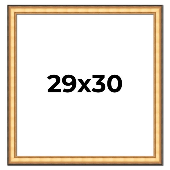 29x30 Frame Gold Plein Aire Solid Wood Picture Frame Width 2 Inches | Interior Frame Depth 0.5