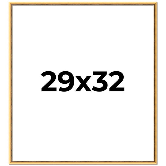 29x32 Frame Beaded Gold Solid Wood Picture Frame | 0.75 Inches Moulding Width | Liscio Oro