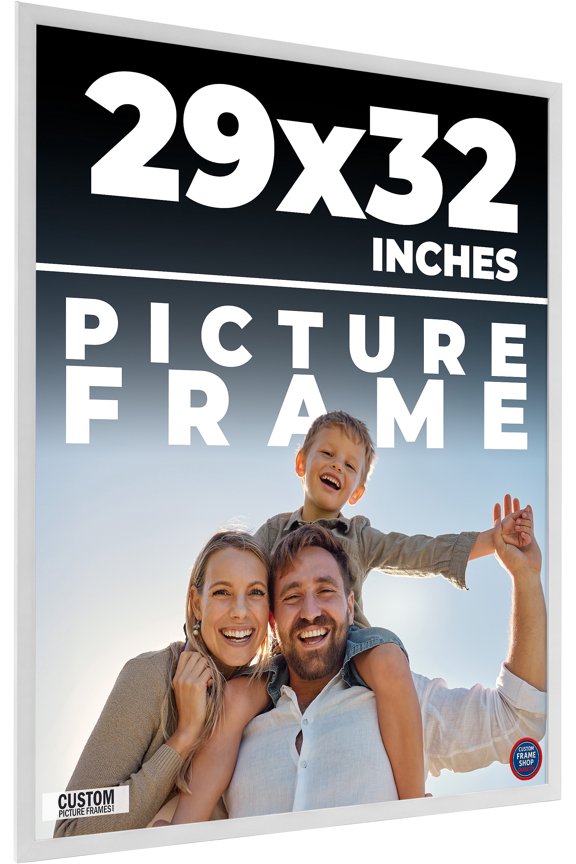29x32 Frame White Solid Wood Picture Frame Includes UV Acrylic Shatter Guard Front, Acid Free Foam