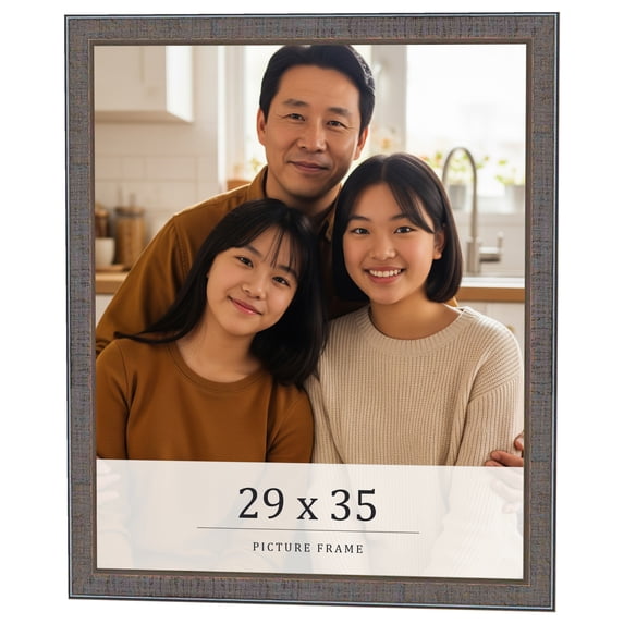29x35 Frame Blue Kingsley Pewter Solid Wood Picture Frame Width 0.75 Inches |Interior Depth 0.5