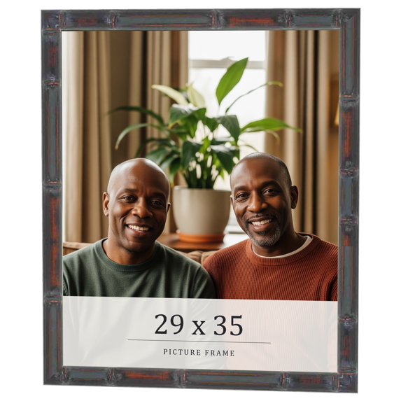 29x35 Frame Brown Bamboo with Dark Coffee/Walnut Finish | Solid Wood Picture Frame Width 0.75