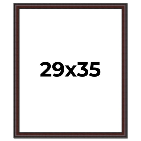 29x35 Frame Brown Round Mahogany Solid Wood Picture Frame | 1.625 Inch Moulding Width | with UV