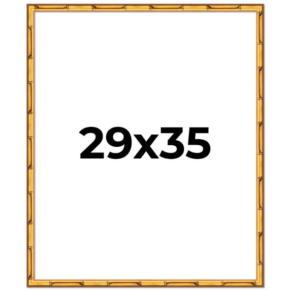 29x35 Frame Gold Bamboo Solid Wood Picture Frame | 1 Inch Moulding Width | Interior Frame Depth