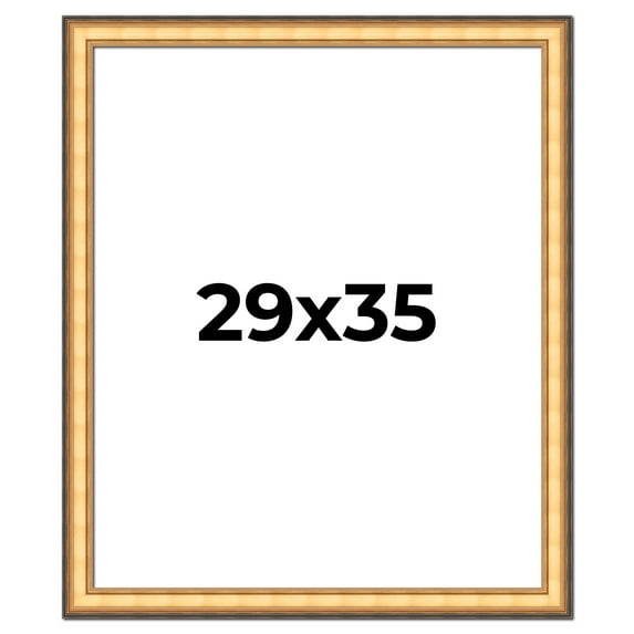 29x35 Frame Gold Plein Aire Solid Wood Picture Frame Width 2 Inches | Interior Frame Depth 0.5