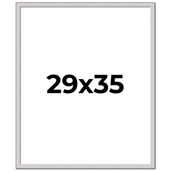 29x35 Frame Silver Inner Slope Bevel Picture Frame | 1 Inch Moulding Width | 0.75 Inch Rabbet Depth