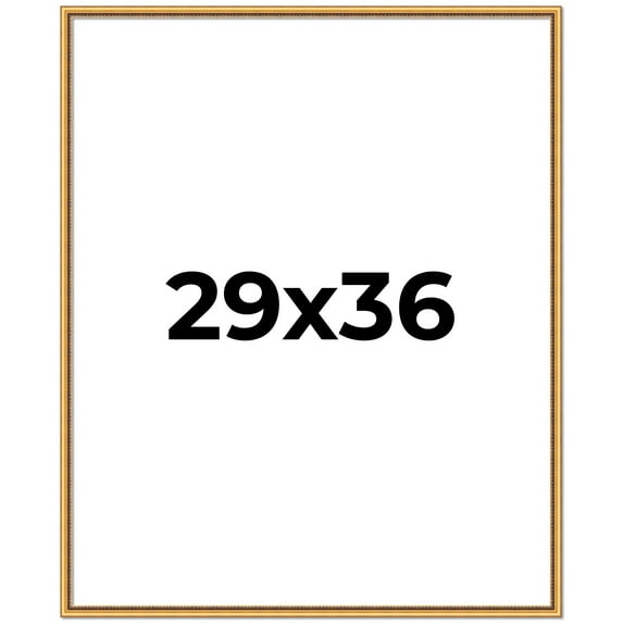 29x36 Frame Beaded Gold Solid Wood Picture Frame | 0.75 Inches Moulding Width | Liscio Oro