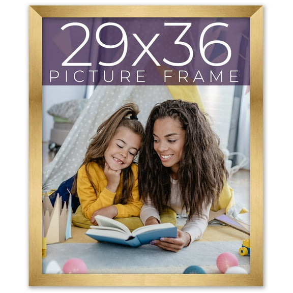 29x36 Frame Gold Bronze Solid Wood Picture Frame Width 0.75 Inches | Interior Frame Depth 0.5