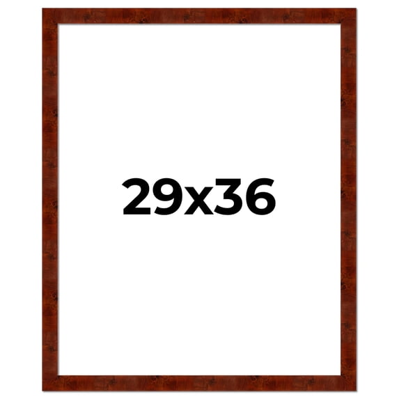 29x36 Walnut Brown Veneer Real Wood Picture Frame Width 1.75 inches | Interior Frame Depth 0.5