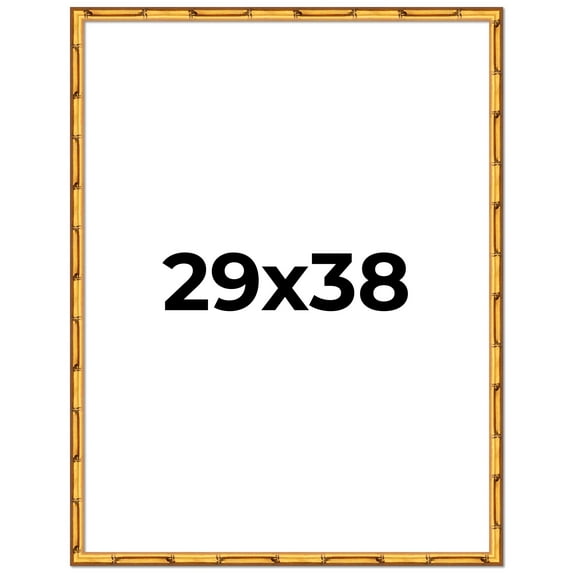 29x38 Frame Gold Bamboo Solid Wood Picture Frame | 1 Inch Moulding Width | Interior Frame Depth