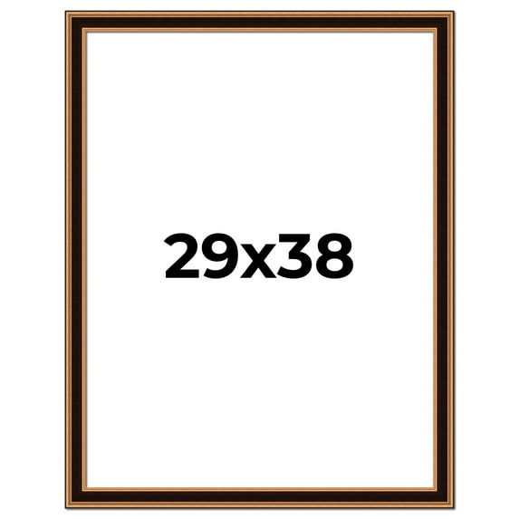 29x38 Frame Gold Brown Plein Air Vintage Solid Wood Picture Frame | 1.75 Inches Moulding Width |