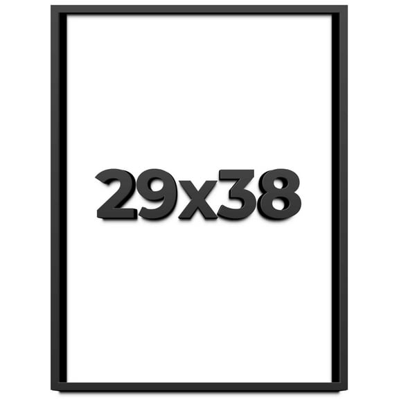 29x38 Shadow Box Frame Black | 1 inches Deep Real Wood Contemporary Shadowbox Display Frame | UV