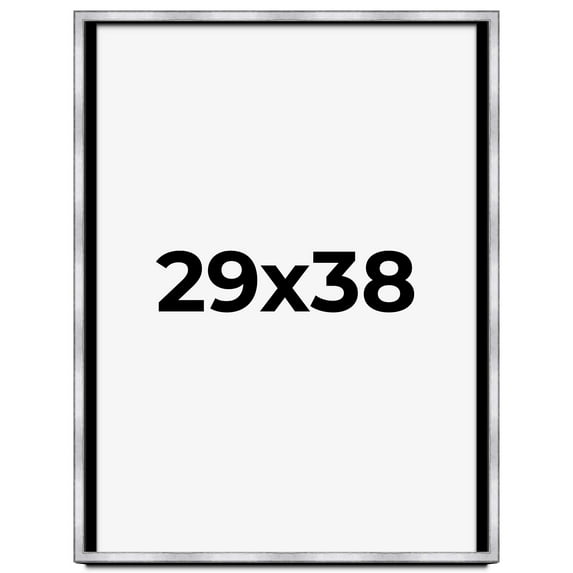 29x38 Shadow Box Frame Silver | 1.375 Inches Deep Real Wood Contemporary Shadowbox Display Frame |