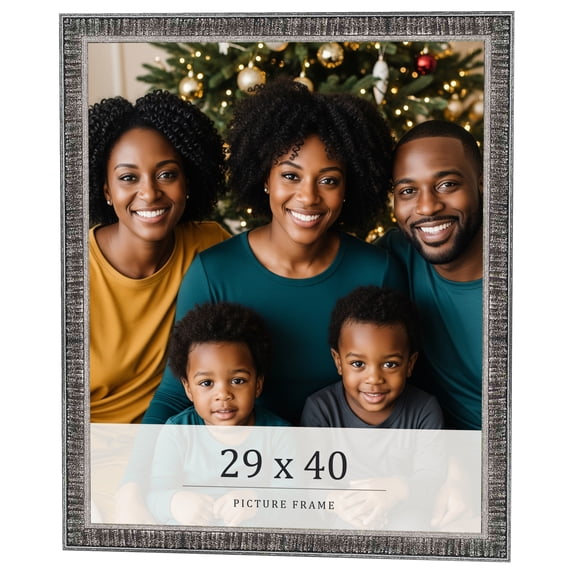 29x40 Frame Silver Grey Distressed Solid Wood Picture Frame | 0.75 Inch Moulding Width | Interior