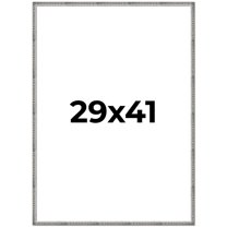 29x41 Frame Silver Grey Distressed Solid Wood Picture Frame | 0.75 Inch Moulding Width | Interior