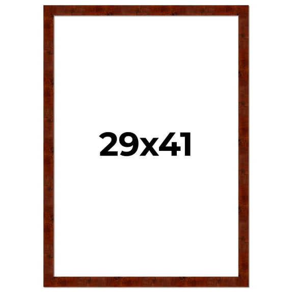 29x41 Walnut Brown Veneer Real Wood Picture Frame Width 1.75 inches | Interior Frame Depth 0.5