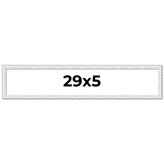29x5 Frame White Scuffed Rustic Solid Wood Picture Frame | 0.75 Inch Moulding Width| Includes UV