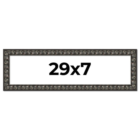 29x7 Frame Black-Brown Medieval Solid Wood Picture Frame | 1.5 Inch Moulding Width | Gotham Beveled