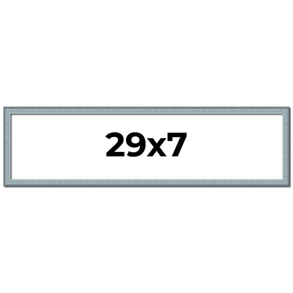 29x7 Frame Blue Scuffed Farm Board Solid Wood Picture Frame Width 0.75 Inches | Interior Depth 0.5