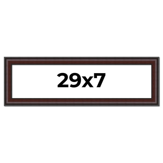29x7 Frame Brown Round Mahogany Solid Wood Picture Frame | 1.625 Inch Moulding Width | with UV