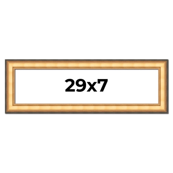 29x7 Frame Gold Plein Aire Solid Wood Picture Frame Width 2 Inches | Interior Frame Depth 0.5