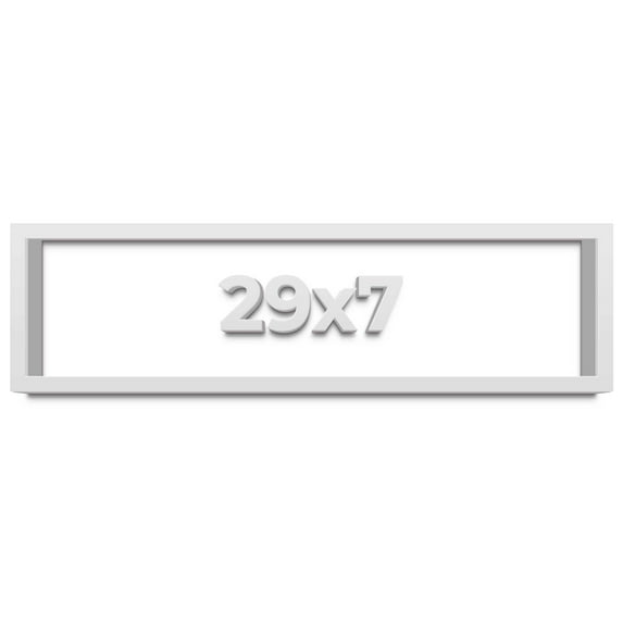 29x7 Shadow Box Frame White | 2 Inches Deep Real Wood Contemporary Shadowbox Display Frame | UV