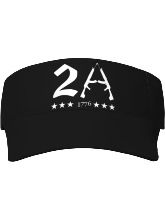 2A 1776 Visor Cap Adjustable Uv Protection Sun Visor Hats Empty Top Baseball Hat for Women and Men Black