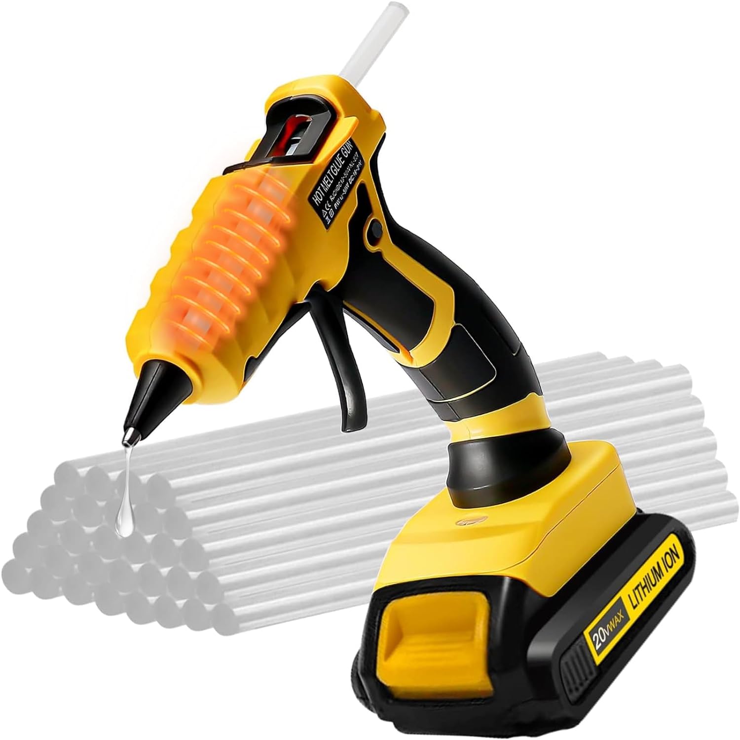 2AH Battery Cordless Hot Glue Gun for Dewalt, Wireless Glue Gun for
