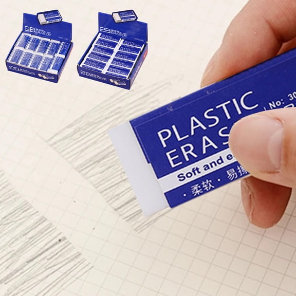 2B Pencil Eraser | Soft Clean White PVC | Superior Erasing Performance for Writing Drawing Office Craft Tasks | Bulk Pack 30 Pieces | Various Sizes 3.8x1.8x0.8cm and 5.2x2x1cm | Durable Long-Lasting