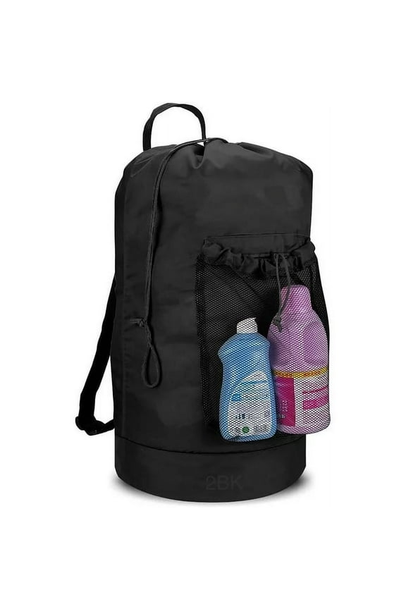 Backpack Laundry Bag,Laundry Backpack with Shoulder Straps and Mesh Pocket Nylon Backpack Clothes Hamper Bag with Drawstring Closure for College,Travel, Laundromat,Apartment. 13"x 29"