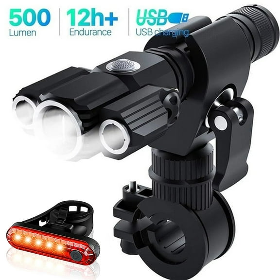 2BK Bike Light Front and Back Set Headlight and Taillight Set 500 Lumen USB Rechargeable IPX5 Waterproof for Night Riding,Flashlight