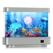 2BK Fake Fish Tank Mini Aquarium,Artificial Tropical Fish Decorative,Fake Aquarium Decorative Lamp,Aquarium Lights Motion Lamp Night Light with Moving Fish,Gift for Kids