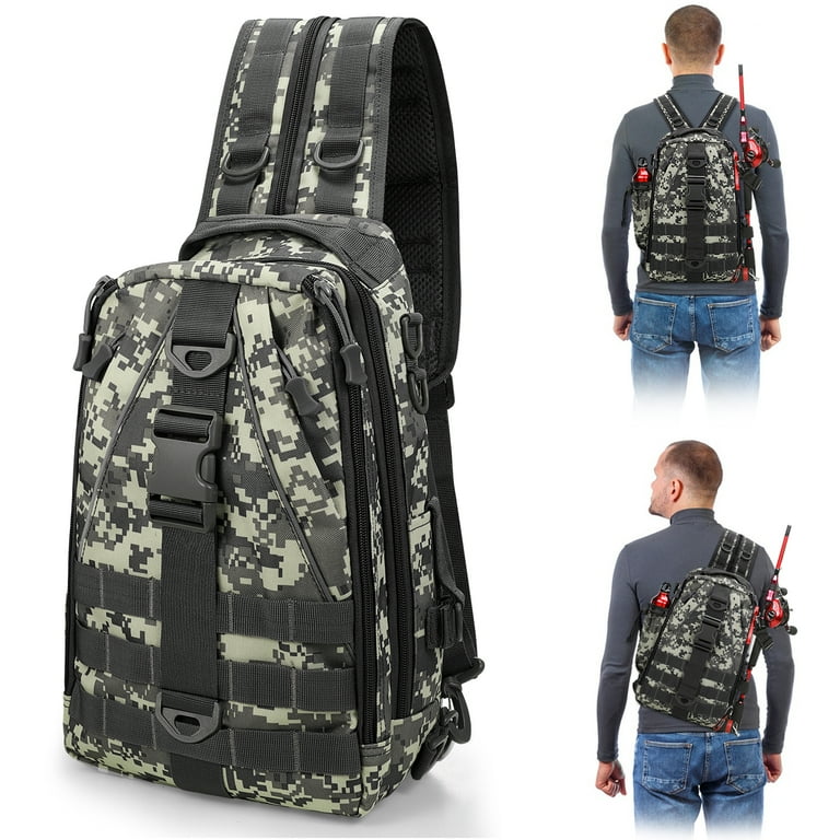 Fishing Backpack Tackle Sling Bag with Rod Holder Multifunction Lure  Shoulder bag Outdoor Fishing Rod Tools Fishing tackle bag