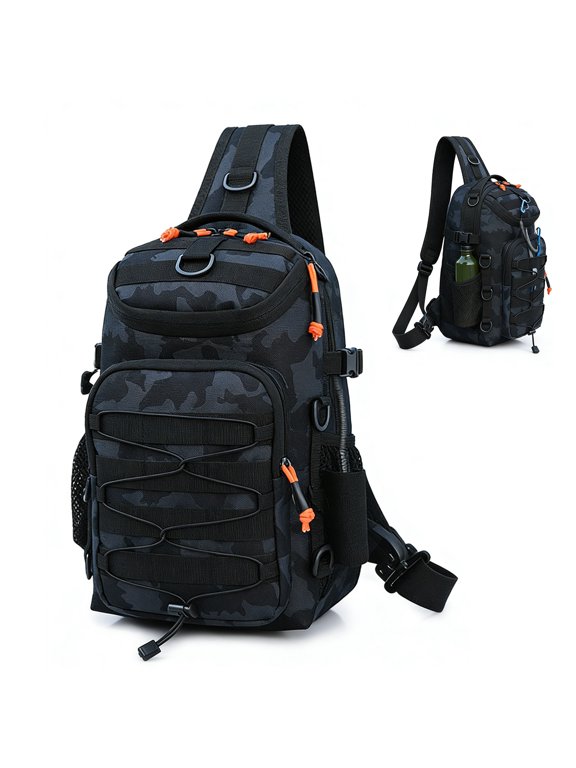 Fishing Backpack with Rod & Gear Holder - Waterproof Nylon Tackle Storage Bag for Fishing, Camping, Hiking, Hunting - Ideal Gift for Men & Fathers