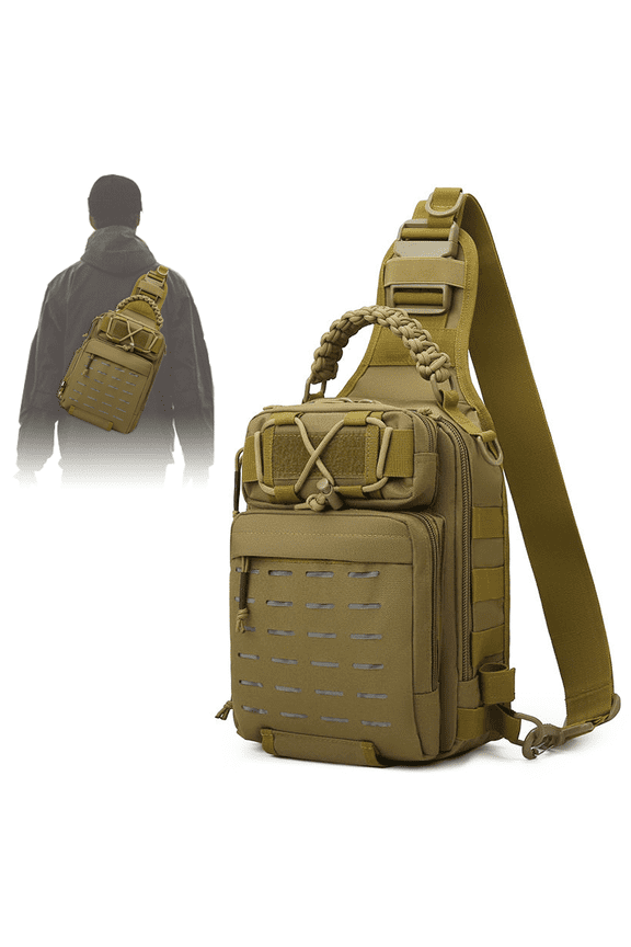 Fishing Sling Bag Fishing Tackle Storage Bag Tool Bag for Fishing Hiking Hunting Camping,Khaki