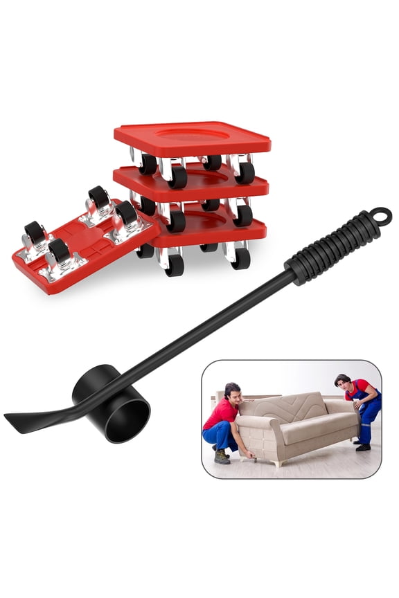 Furniture Mover Sliders,1700 lbs Maximum Load Heavy Furniture Transport Moving Tools with 360 Rotation Universal Wheels (Red)