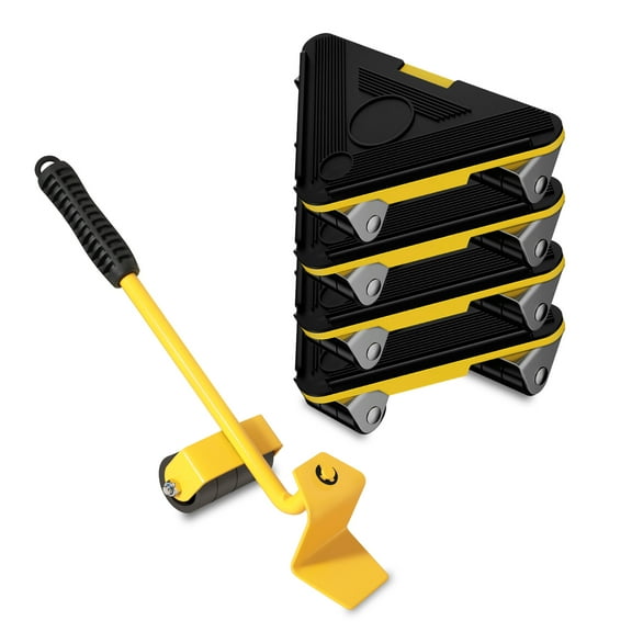 2BK Furniture Mover Tool Triangle,Furniture Lifter Moving Sliders,1700 lbs Maximum Load Heavy Furniture Transport Moving Tools with 360° Rotation Universal Wheels (yellow)